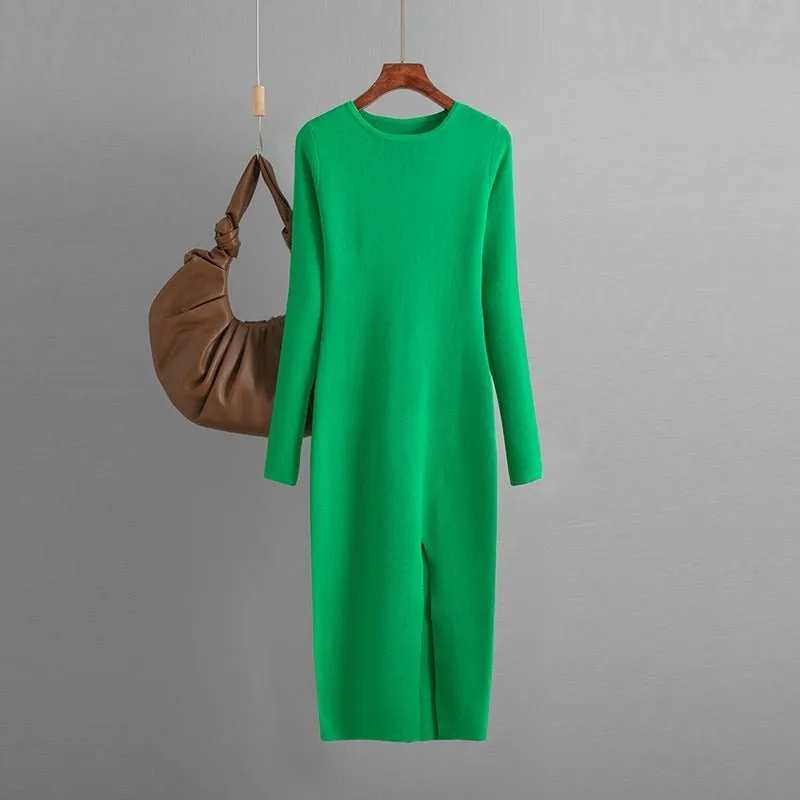 Pre Order:  Classic Side Split Sweater Dress