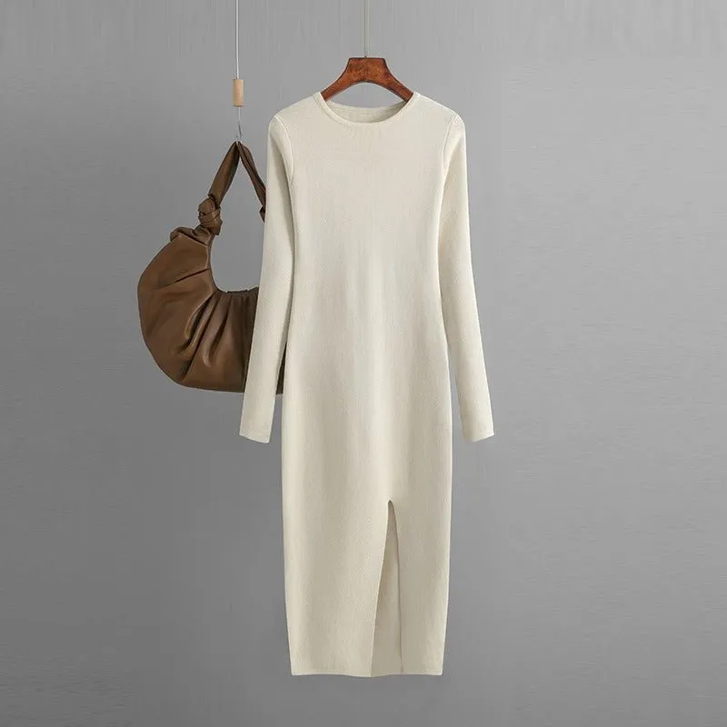 Pre Order:  Classic Side Split Sweater Dress