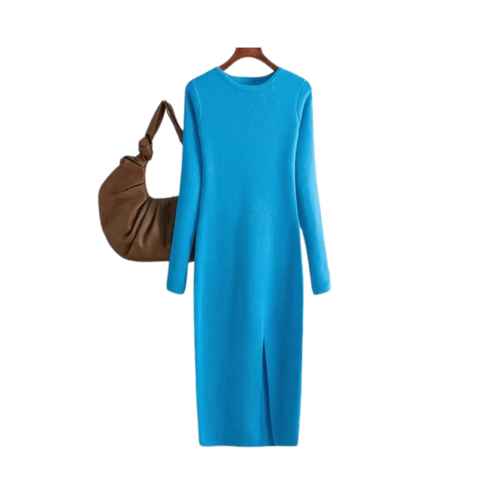 Pre Order:  Front Slit Knitted Sweater Dress