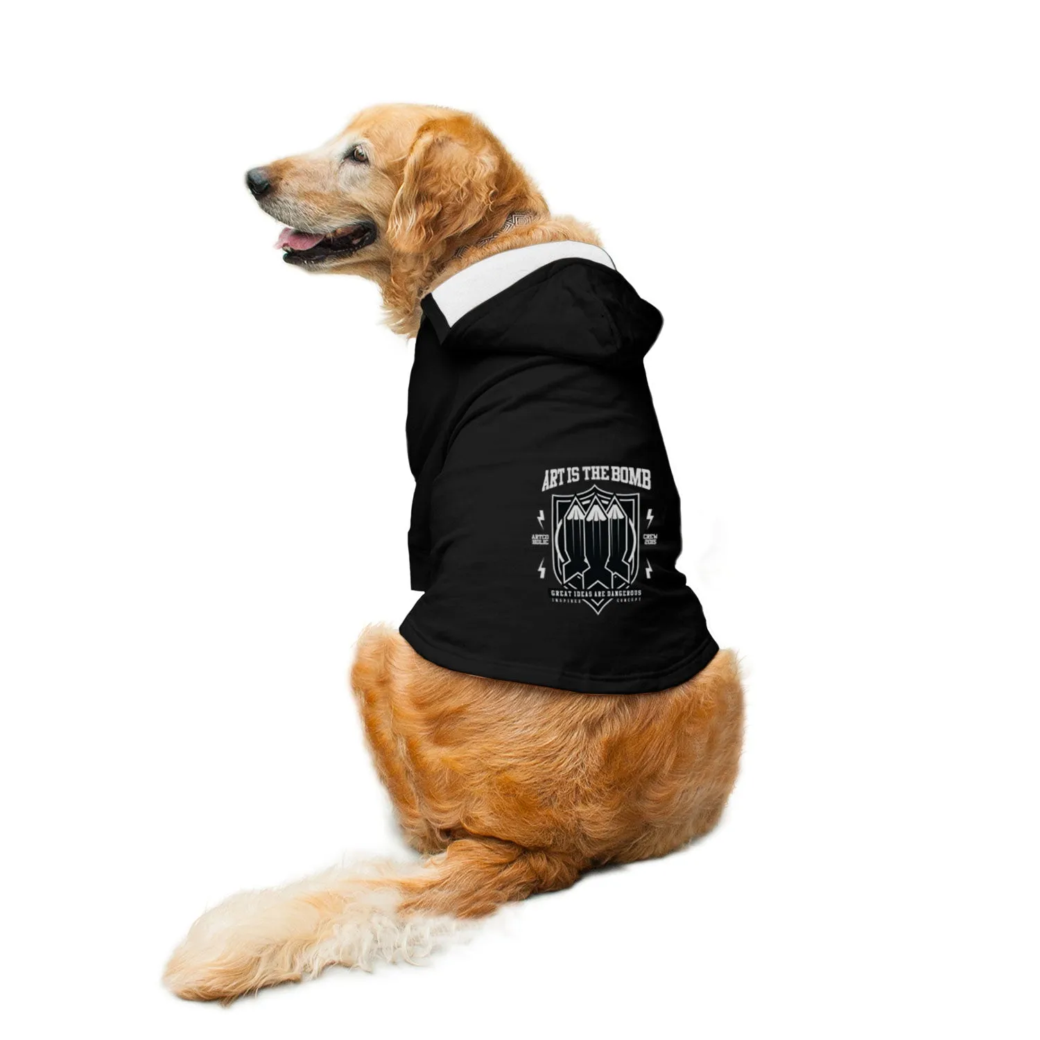 "Art Is The Bomb" Printed Dog Hoodie Jacket