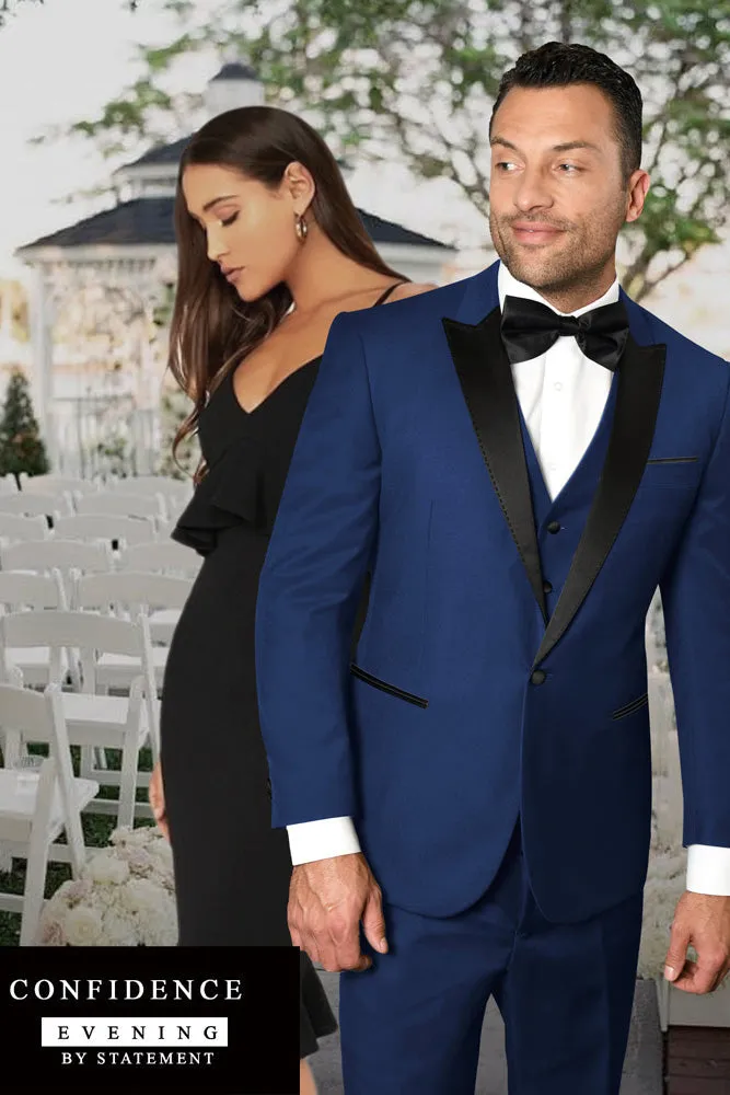 "Jonathan" Sapphire 1-Button Peak Tuxedo (4-Piece Set)