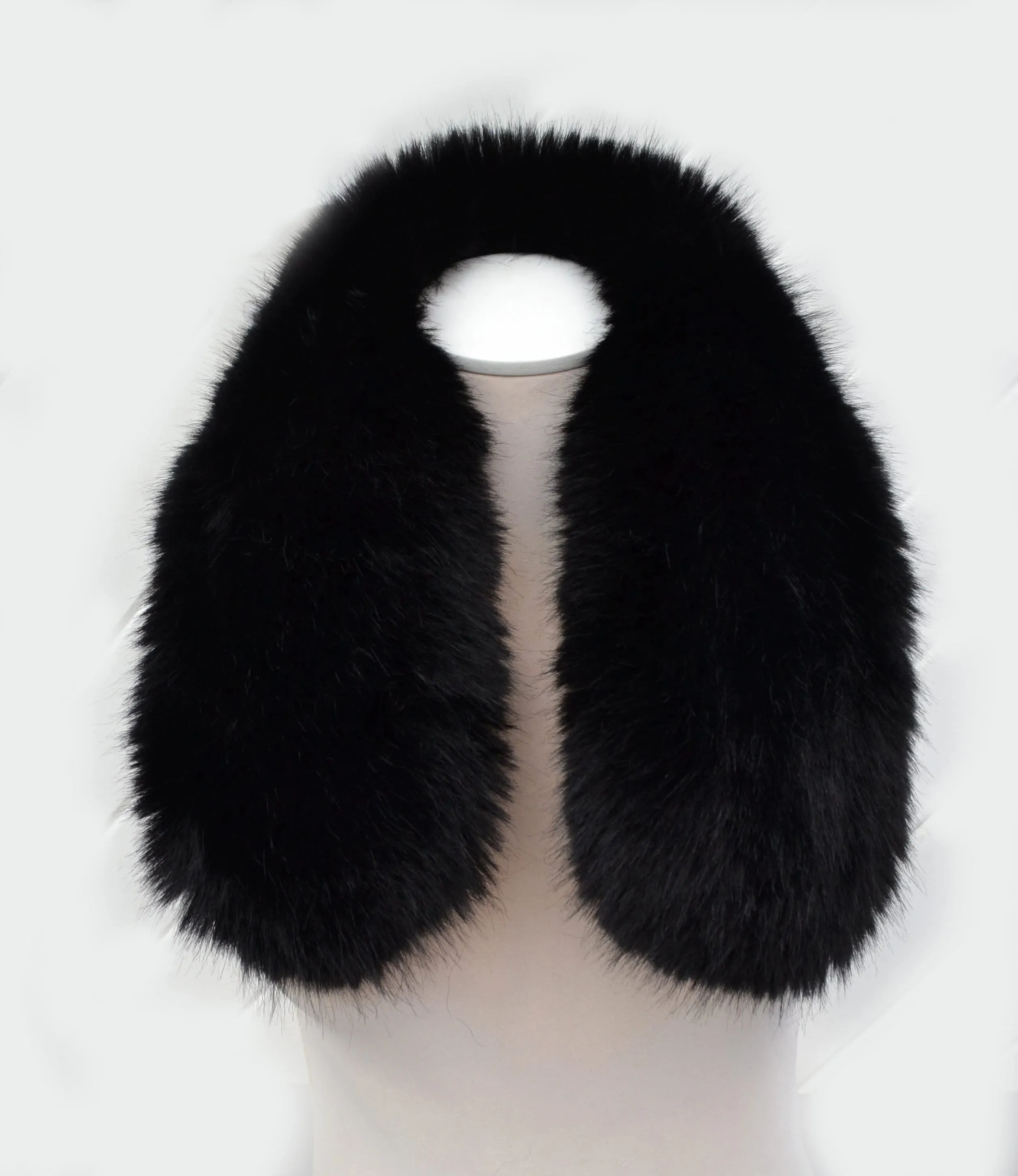 READY to SHIP XL Black Silky Faux Fur Vegan Trim Hood 70 cm, Faux Fur Collar Trim Like Real Fox, Fake Fur, Fur Fabric Ruff, Faux Fur Hood,