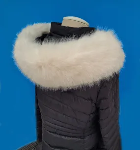 READY to SHIP XL Ivory Silky Plush Faux Fur Vegan Trim Hood, Faux Fur Collar Trim Like Real Fox, Fake Fur, Fur Fabric, Fur Ruff, Fur Hood