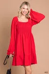 RED SMOCKING DRESS