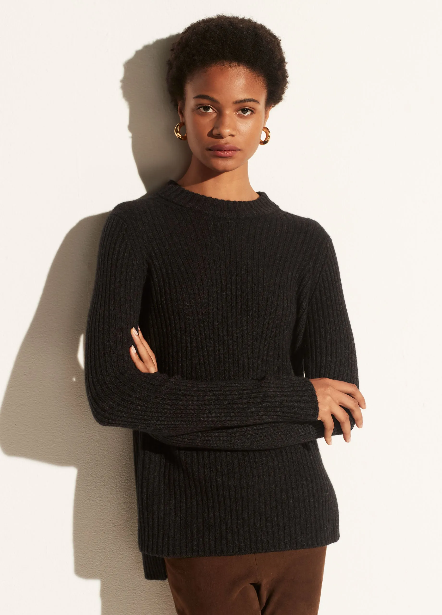 Ribbed Long Sleeve Tunic in Heather Charcoal