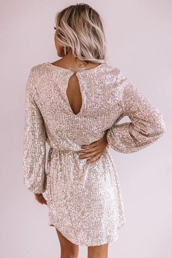 Ritz And Glitz Sequin Dress in Champagne