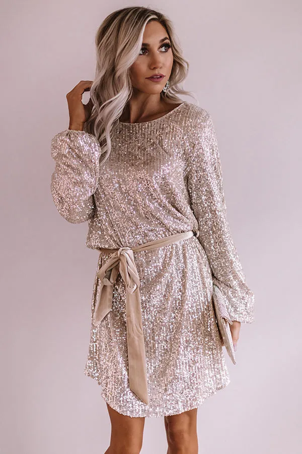 Ritz And Glitz Sequin Dress in Champagne