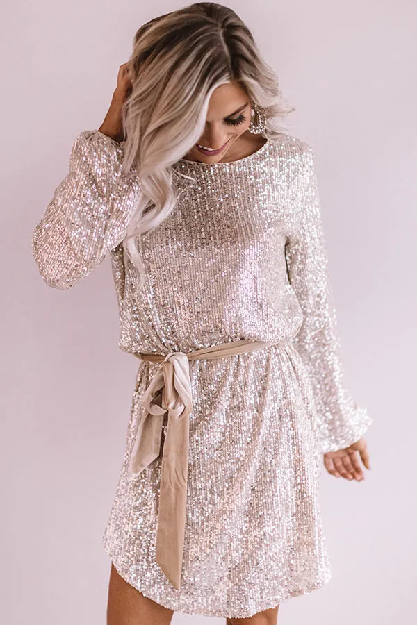 Ritz And Glitz Sequin Dress in Champagne