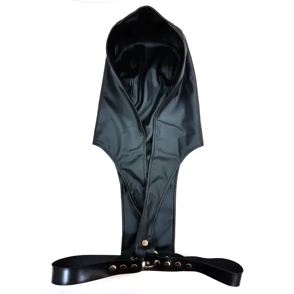 Rouge Black Leather Harness with Large Erotic Hoodie