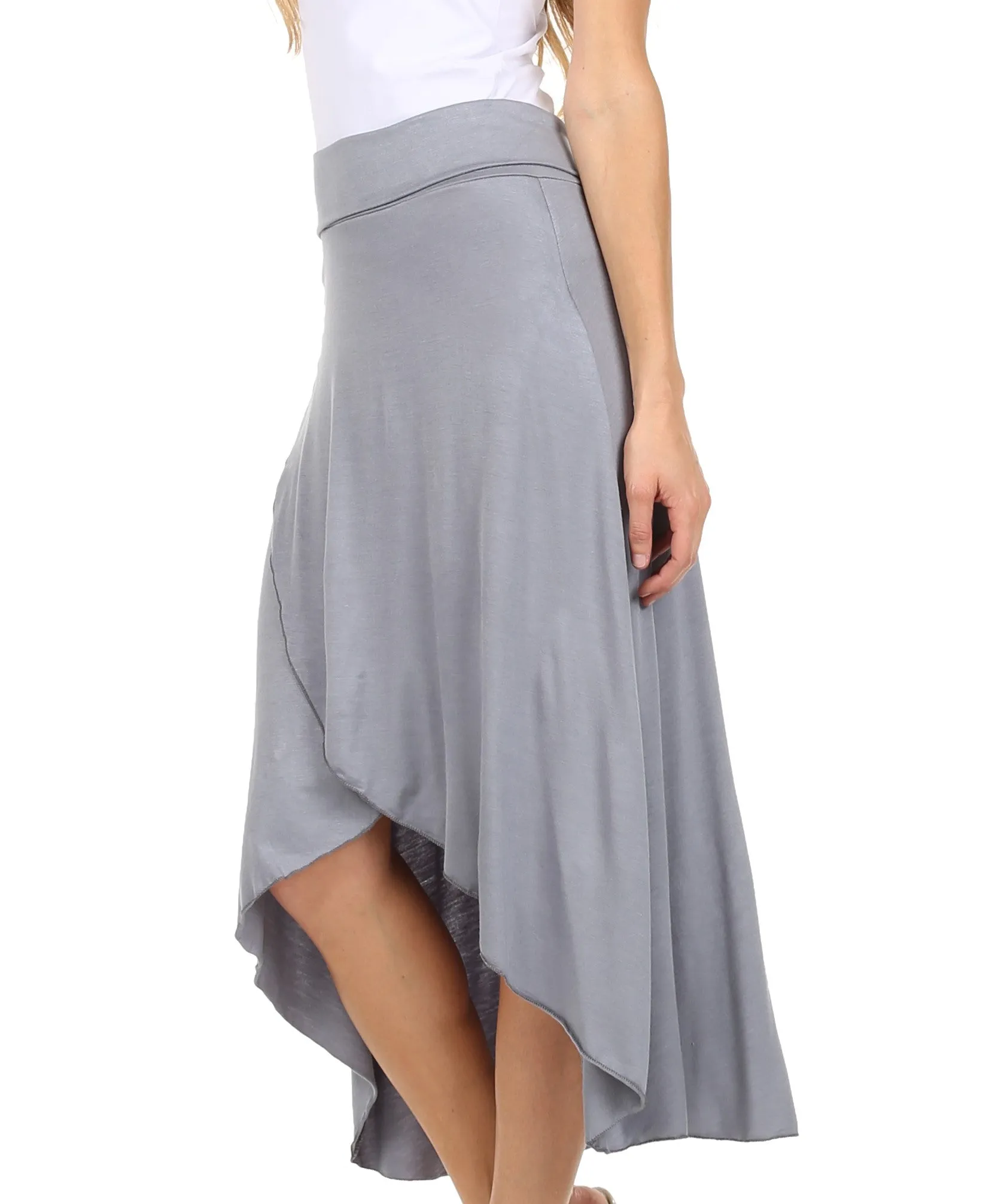 Sakkas Soft Jersey Feel Solid Color Strapless High Low Dress / Skirt