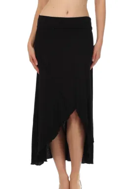 Sakkas Soft Jersey Feel Solid Color Strapless High Low Dress / Skirt