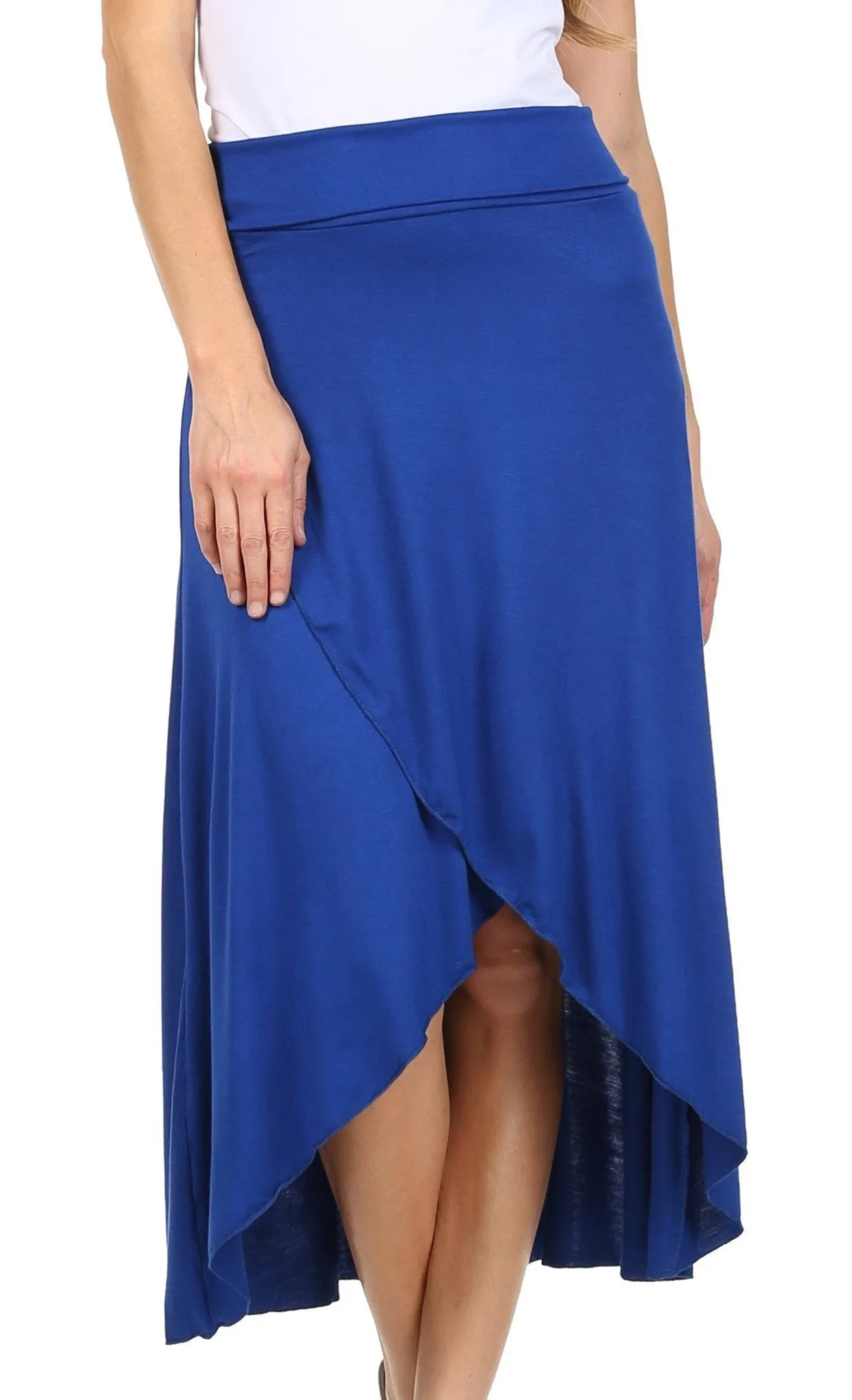 Sakkas Soft Jersey Feel Solid Color Strapless High Low Dress / Skirt