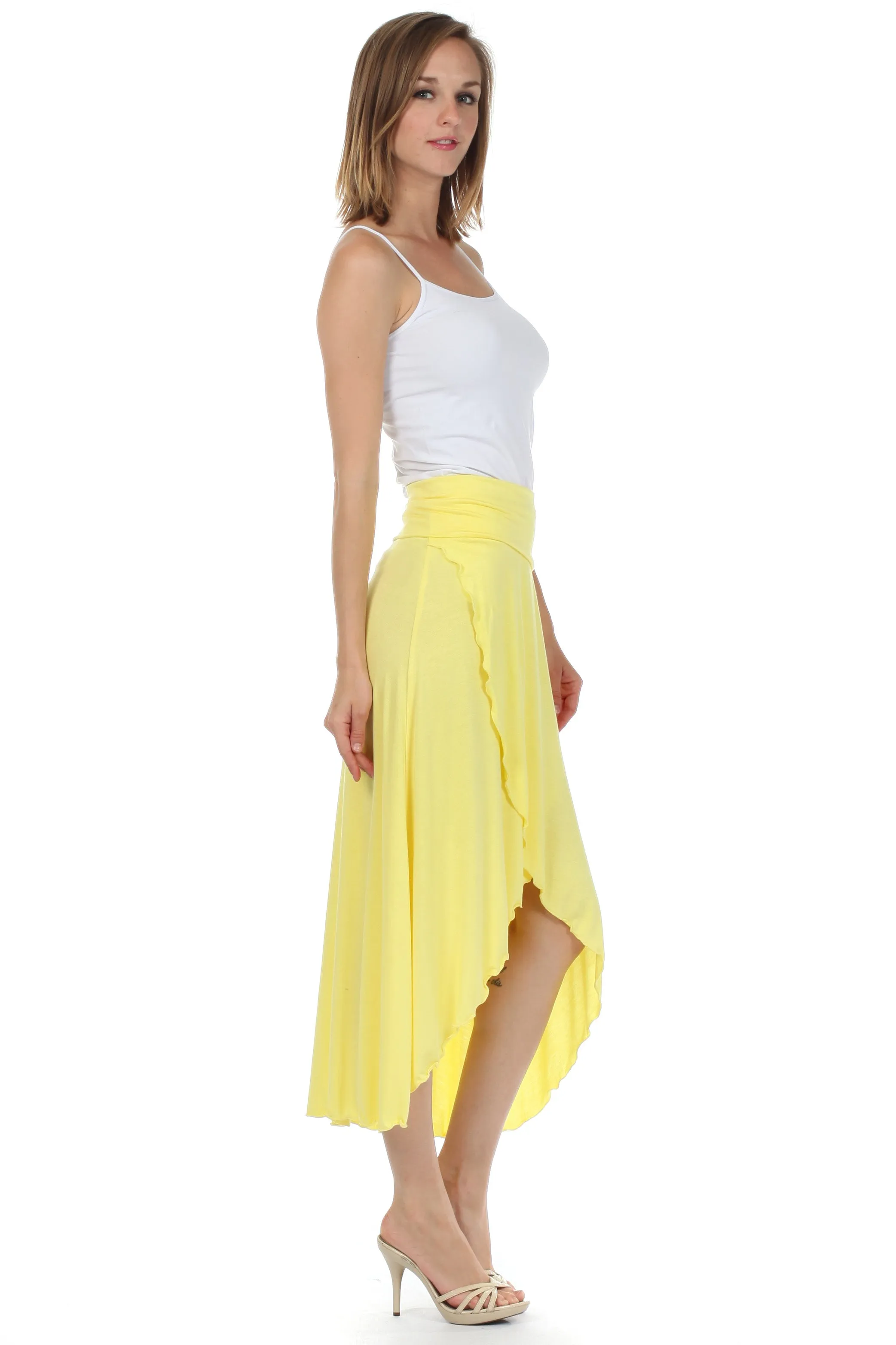 Sakkas Soft Jersey Feel Solid Color Strapless High Low Dress / Skirt