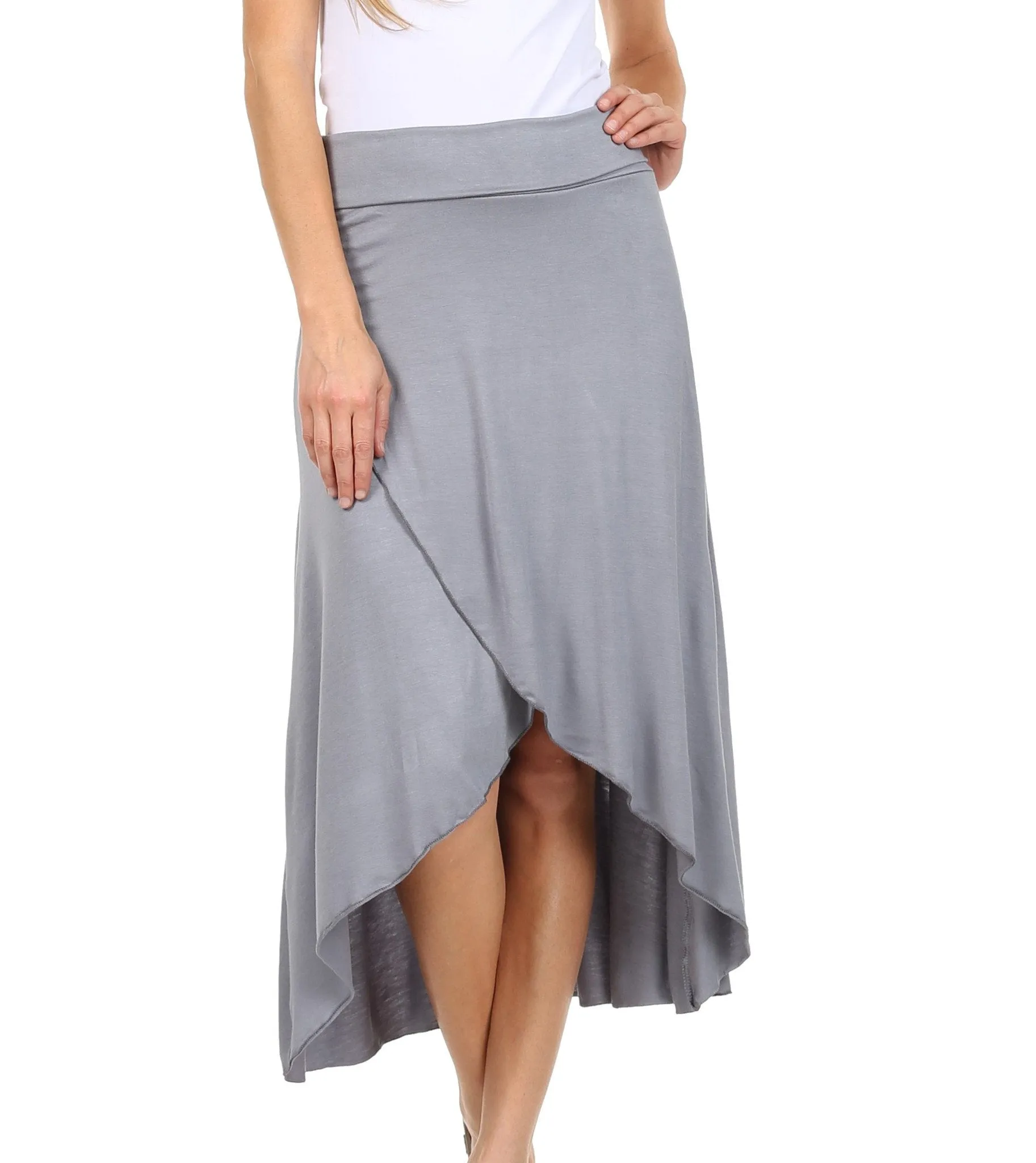 Sakkas Soft Jersey Feel Solid Color Strapless High Low Dress / Skirt