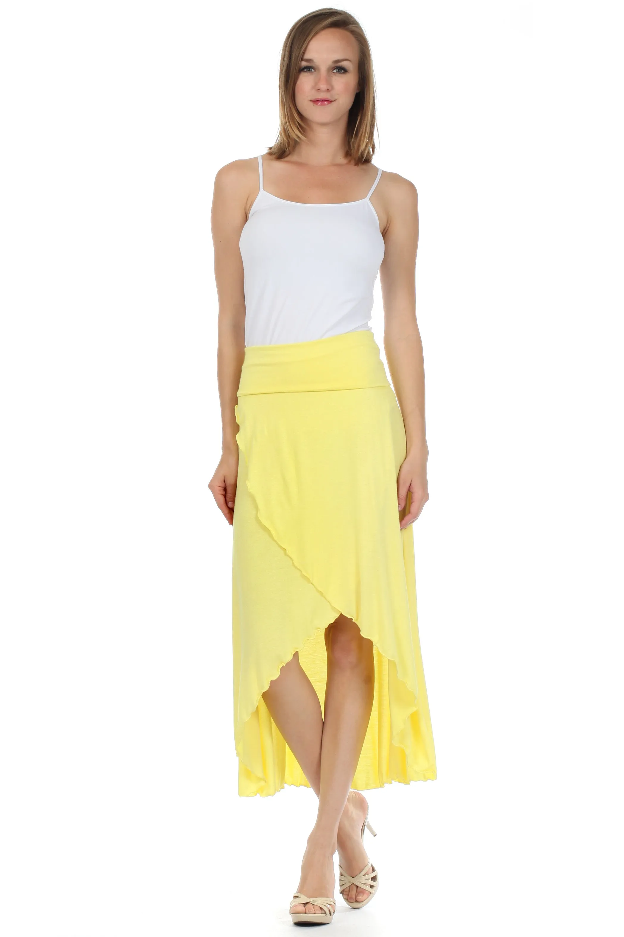 Sakkas Soft Jersey Feel Solid Color Strapless High Low Dress / Skirt