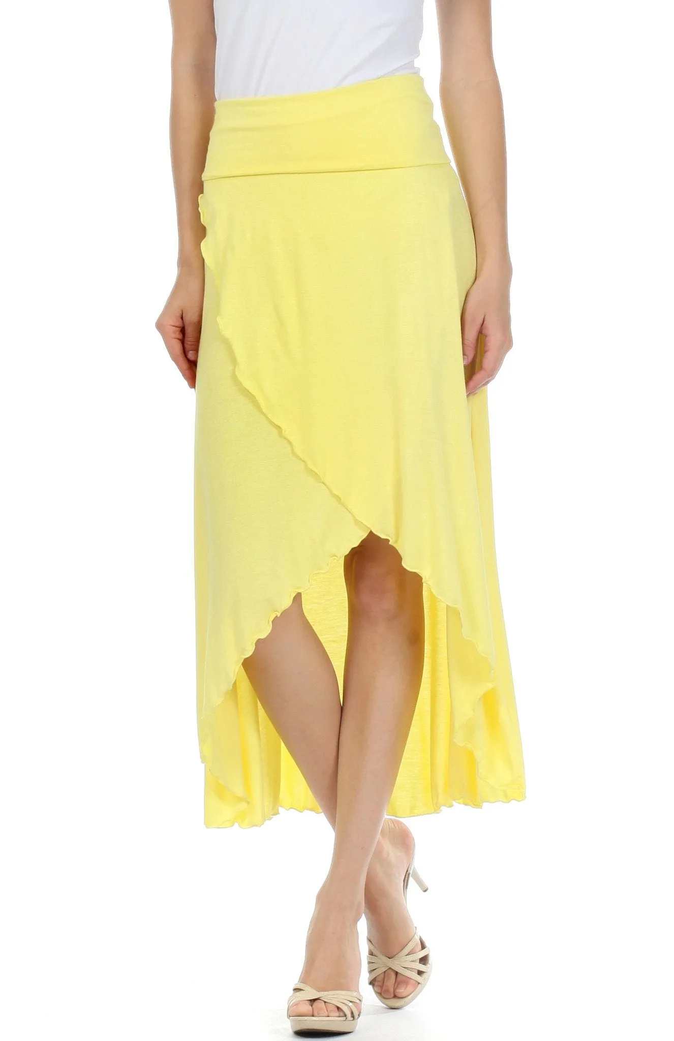 Sakkas Soft Jersey Feel Solid Color Strapless High Low Dress / Skirt