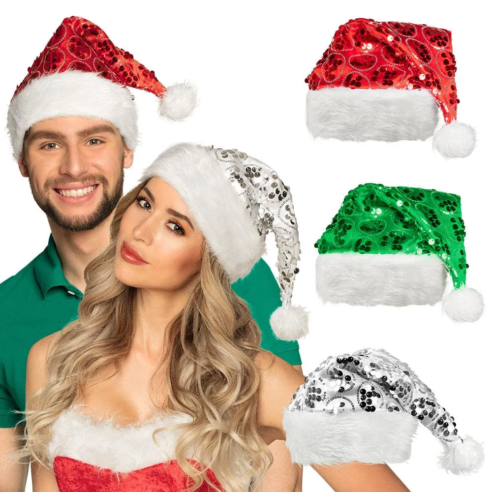 Santa Hat with Sequin Circles Asst