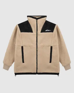 SCRIPT SHERPA JACKET - TAN/BLACK