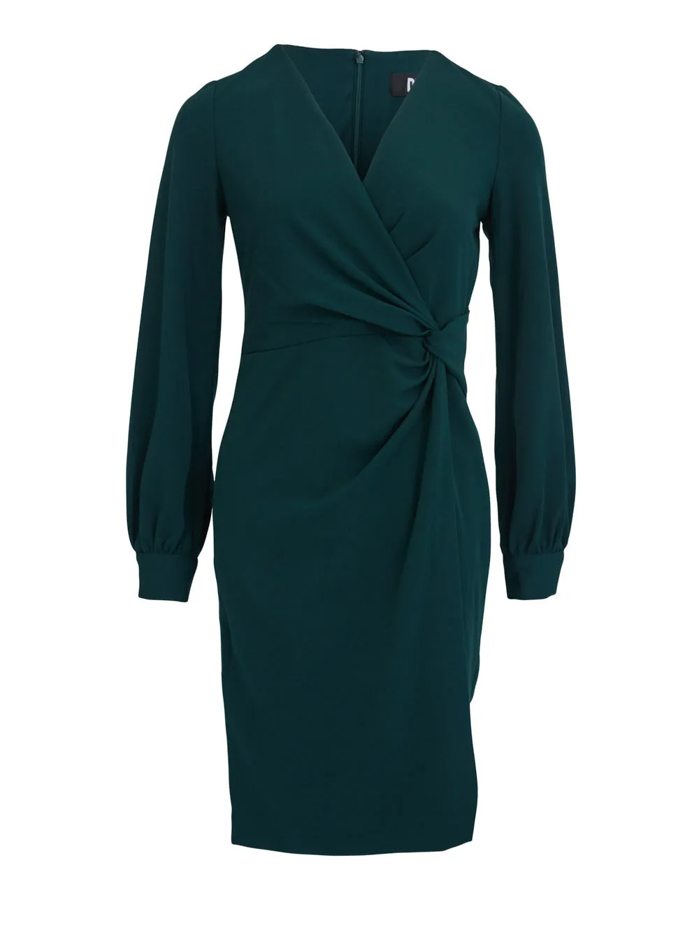 Scuba Crepe Long Sleeve V-Neck Dress