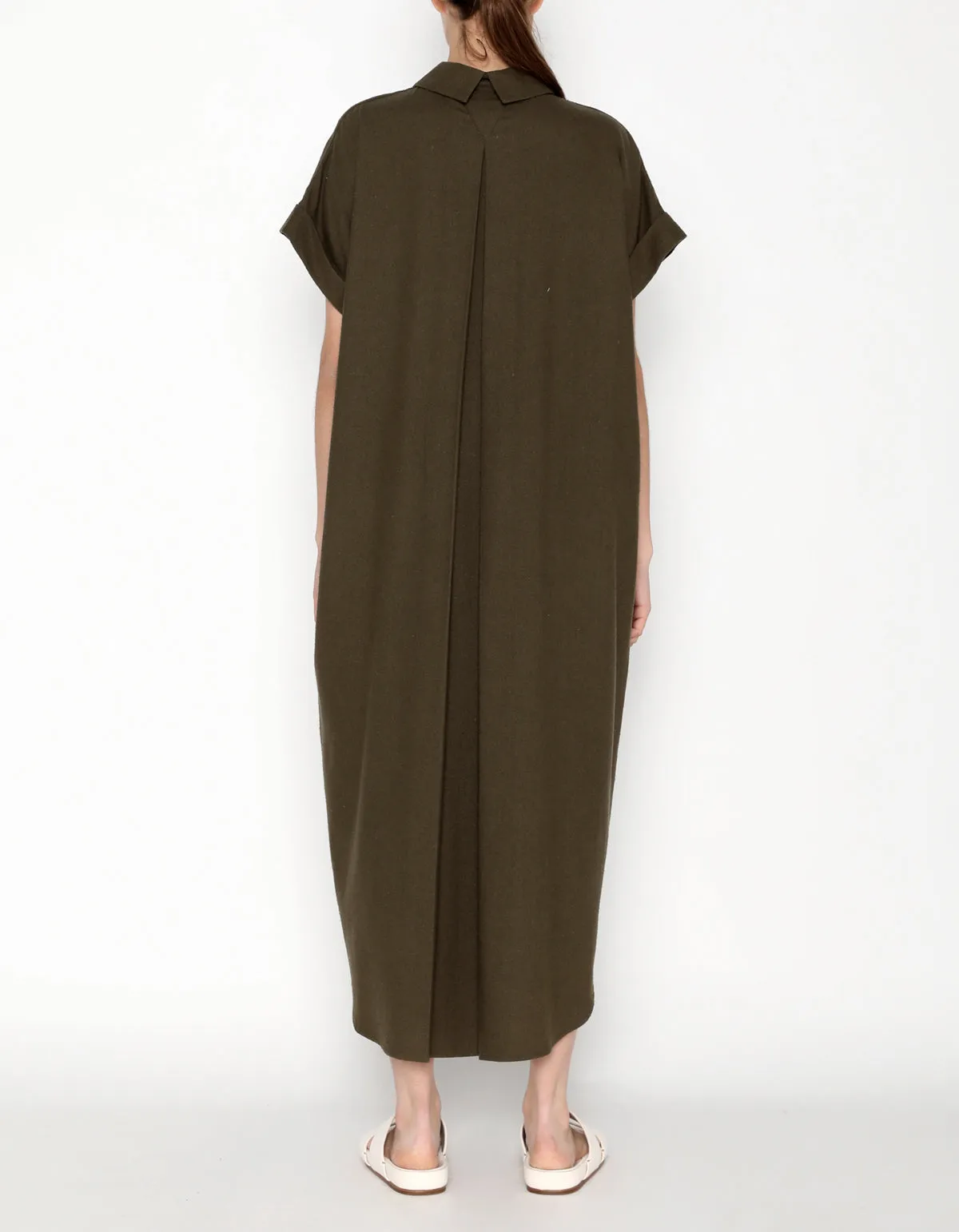 SIGNATURE RAW SILK MAXI SHIRTDRESS