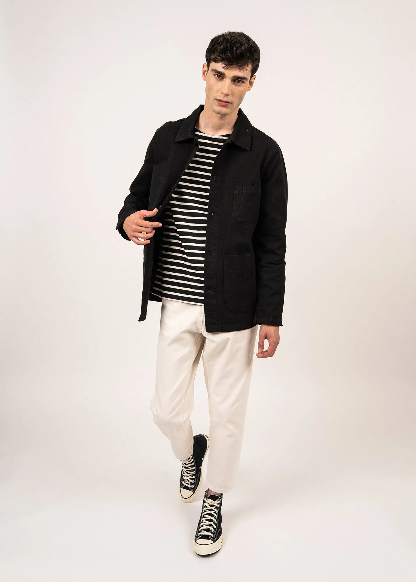 Sirocco fisherman's jacket - buttoned, in cotton canvas (NOIR)