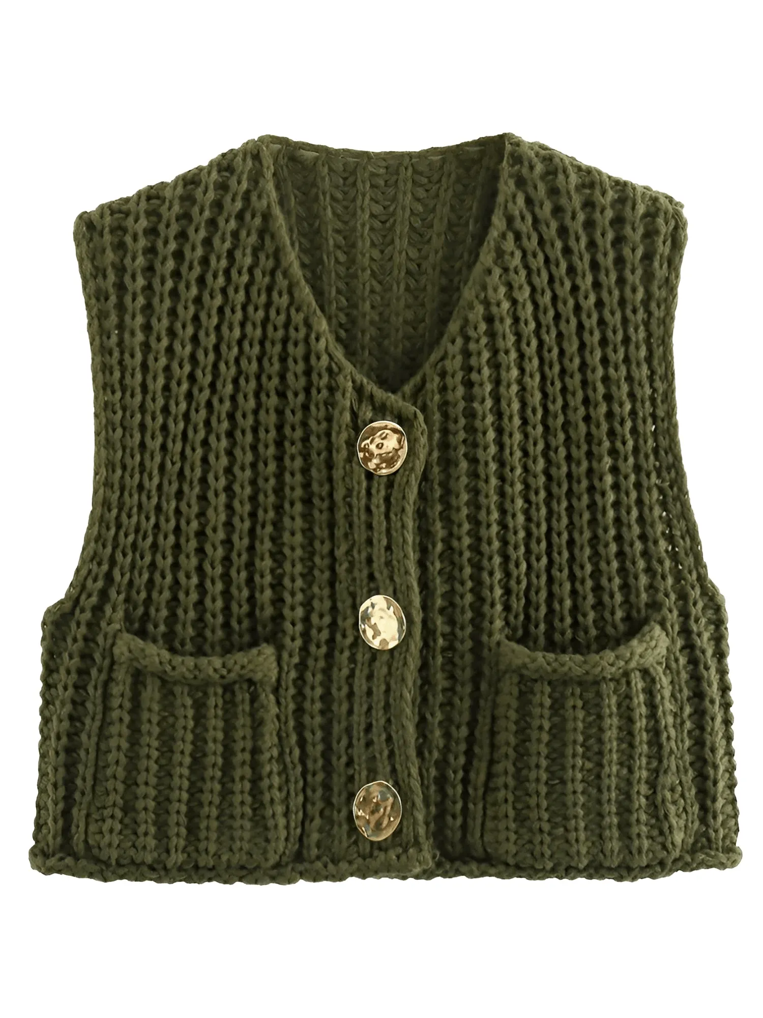 Sleeveless Crop Sweater Vest Solid Loose Casual Sweater Vest Cable Knit Sweater Vest For Women