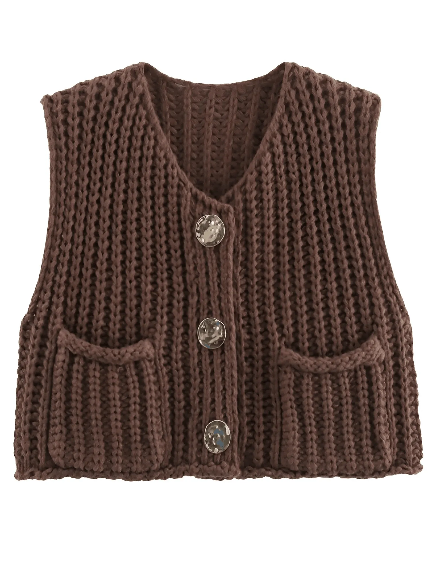 Sleeveless Crop Sweater Vest Solid Loose Casual Sweater Vest Cable Knit Sweater Vest For Women