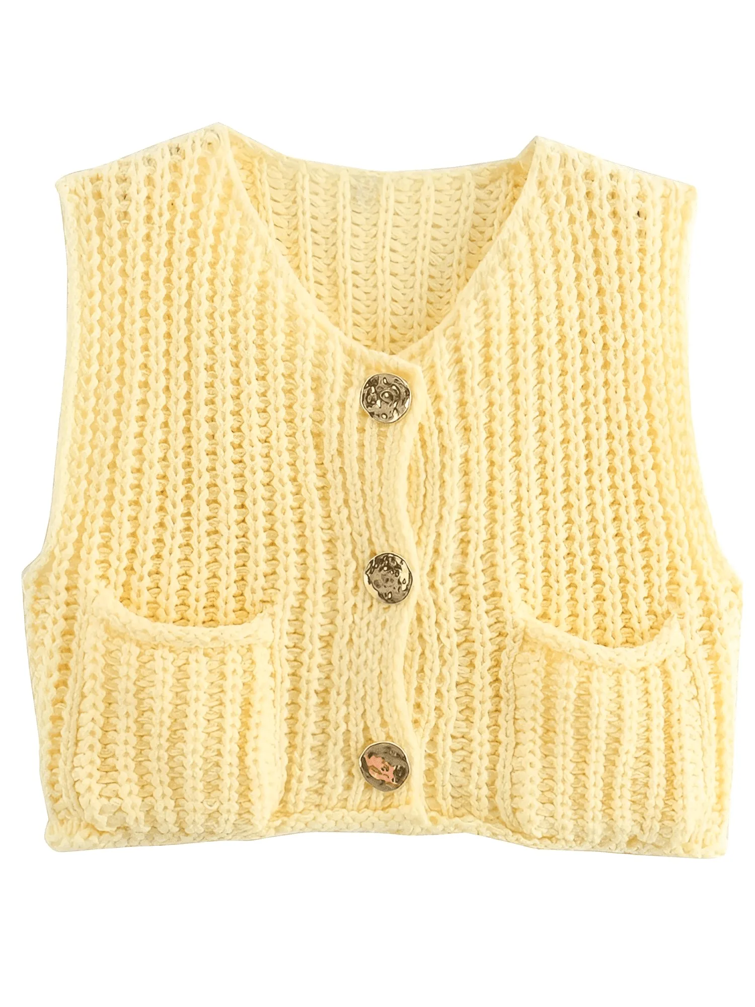 Sleeveless Crop Sweater Vest Solid Loose Casual Sweater Vest Cable Knit Sweater Vest For Women