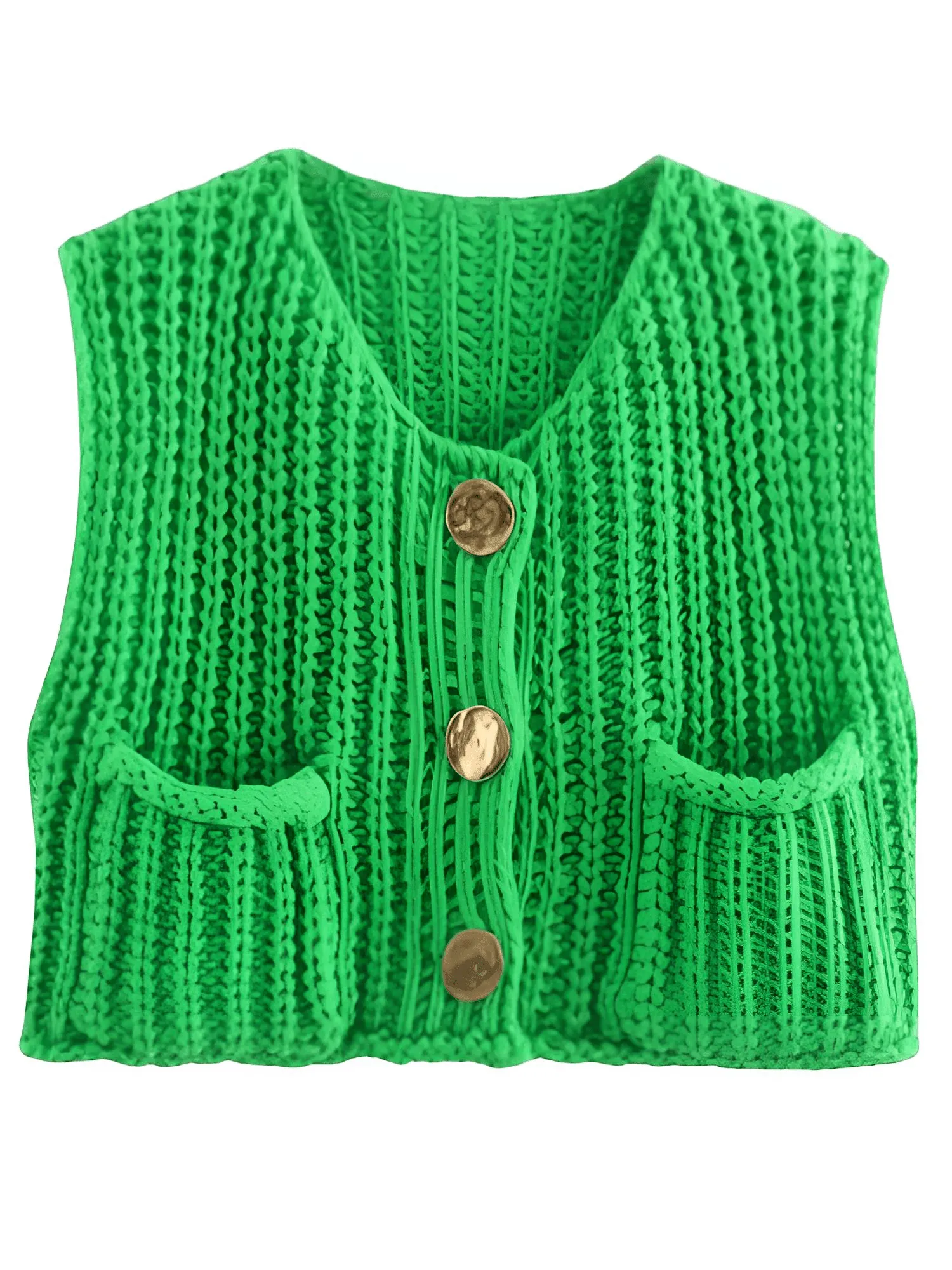 Sleeveless Crop Sweater Vest Solid Loose Casual Sweater Vest Cable Knit Sweater Vest For Women