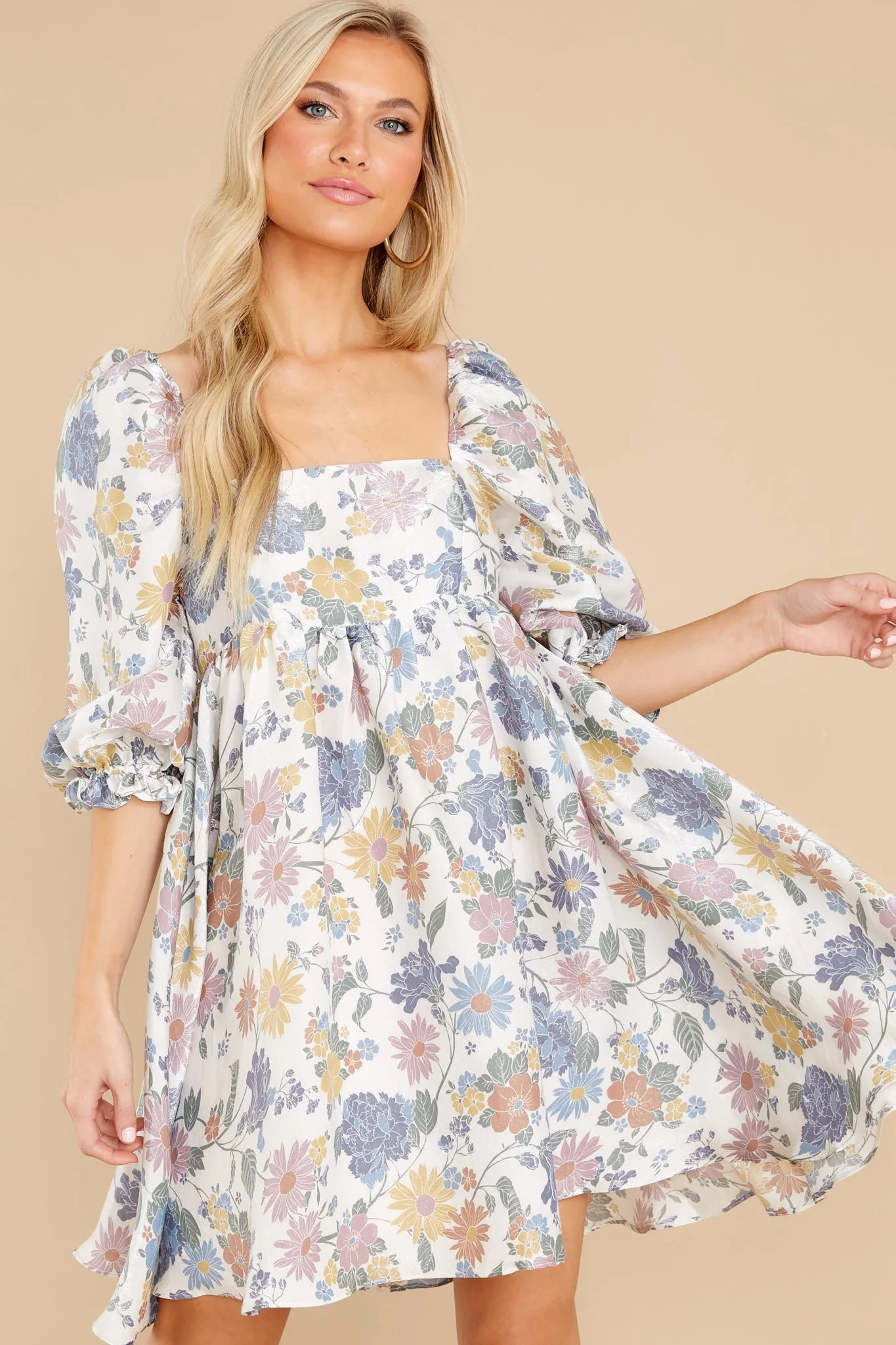 Something's Getting Started White Floral Print Dress