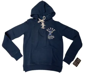 St. Louis Blues SAAG WOMEN Navy Soft Lace Up Fleece Pullover Hoodie Sweatshirt