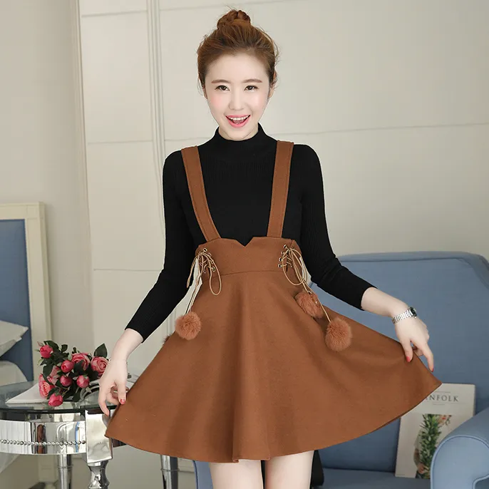 Sweet Knit Sweater Woolen Wrap Strap Dress Set AD10551