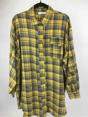 Talulah Size L Yellow/Blue Plaid Balloon Sleeve Tunic