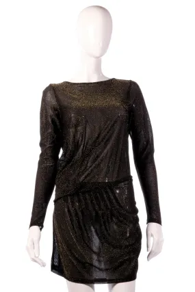 Ted Baker Black and Gold Lurex Type Sparkly Dress Size 10