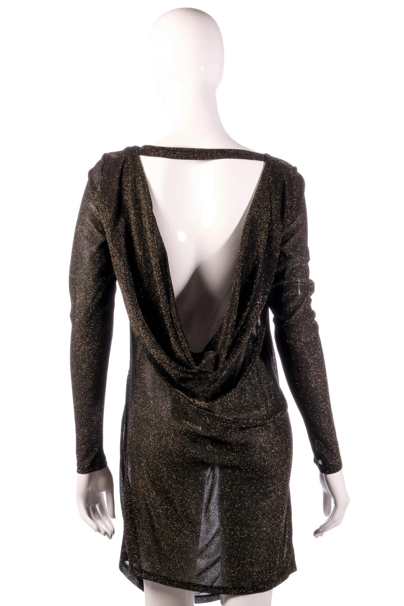 Ted Baker Black and Gold Lurex Type Sparkly Dress Size 10