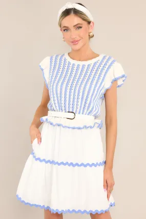 Treasured Times Light Blue Stripe Sweater Mini Dress