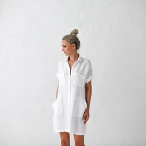 Tunic Linen Dress / White