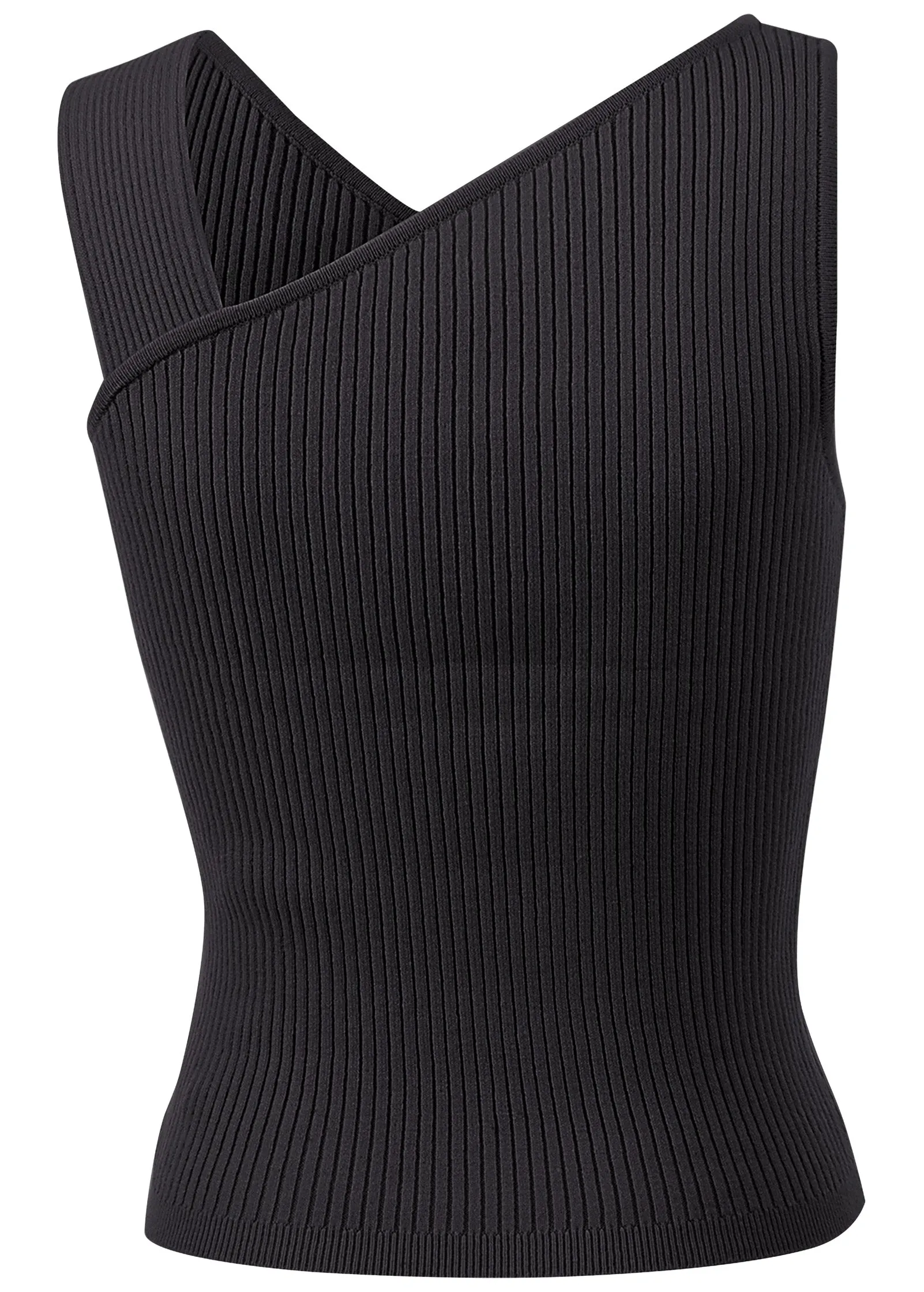 Twist Detail Sweater Tank - Black