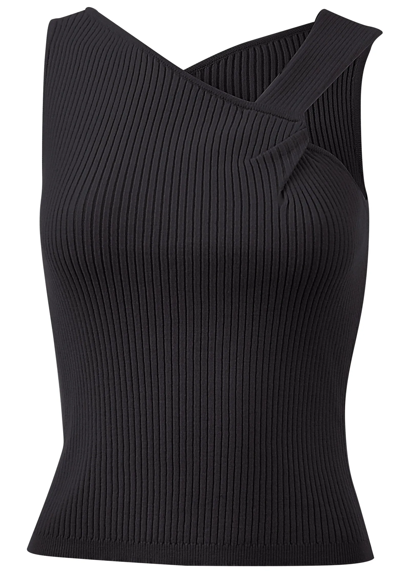 Twist Detail Sweater Tank - Black