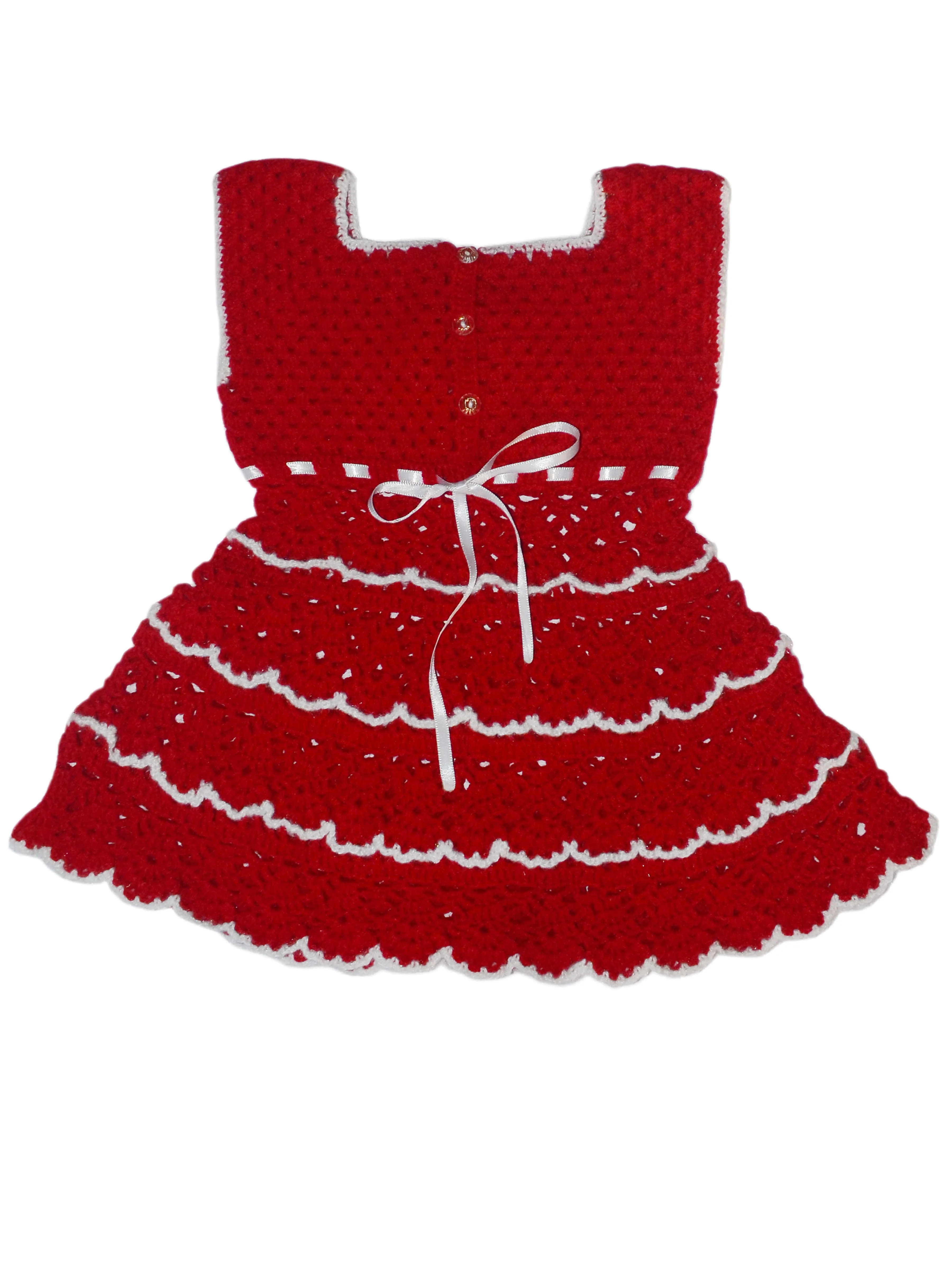 Unique And Beautiful Design Woonie Half Sleeve Frock For Baby-  Red