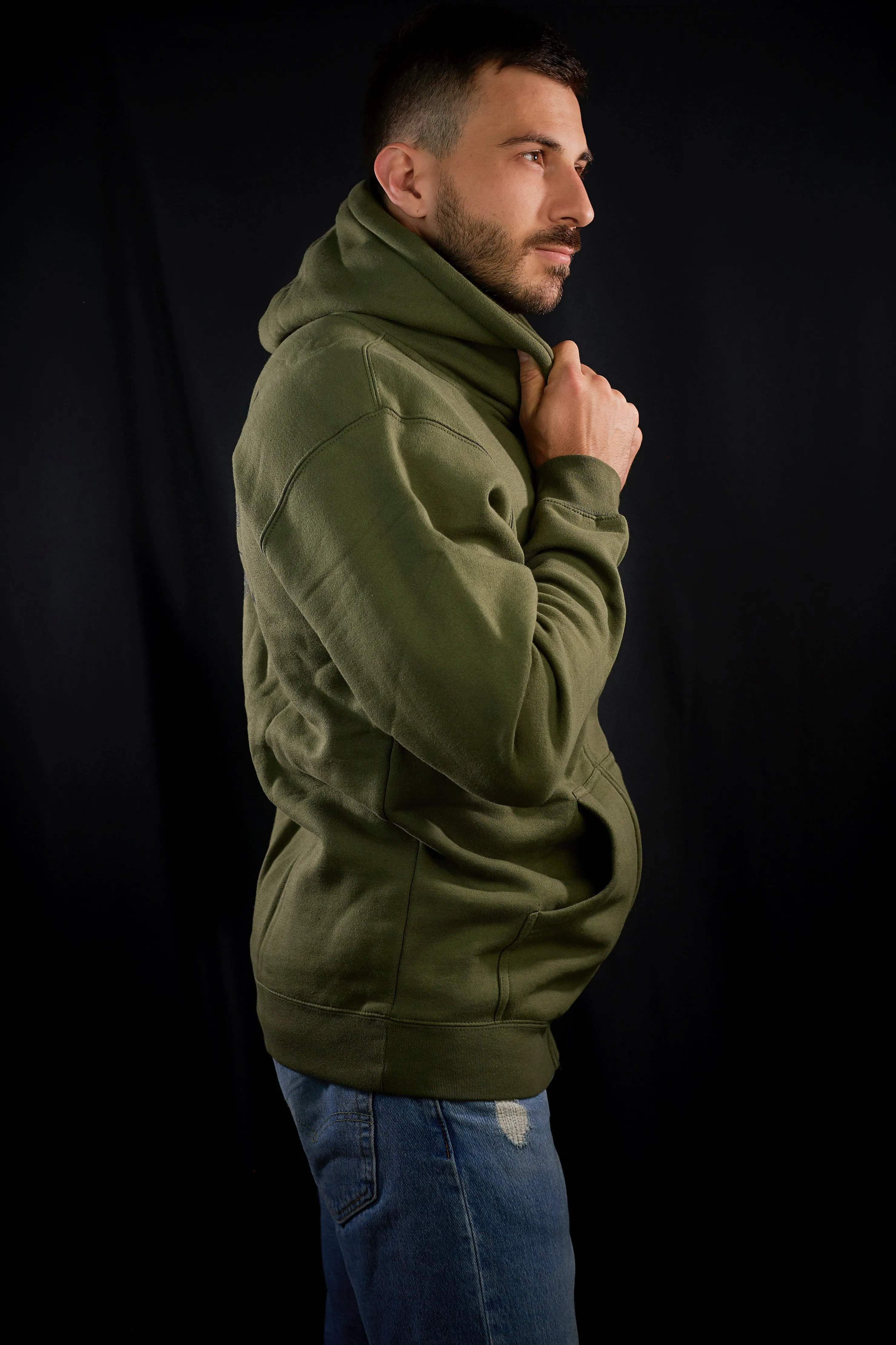 Ural Text Badge Hoodie - Army Green