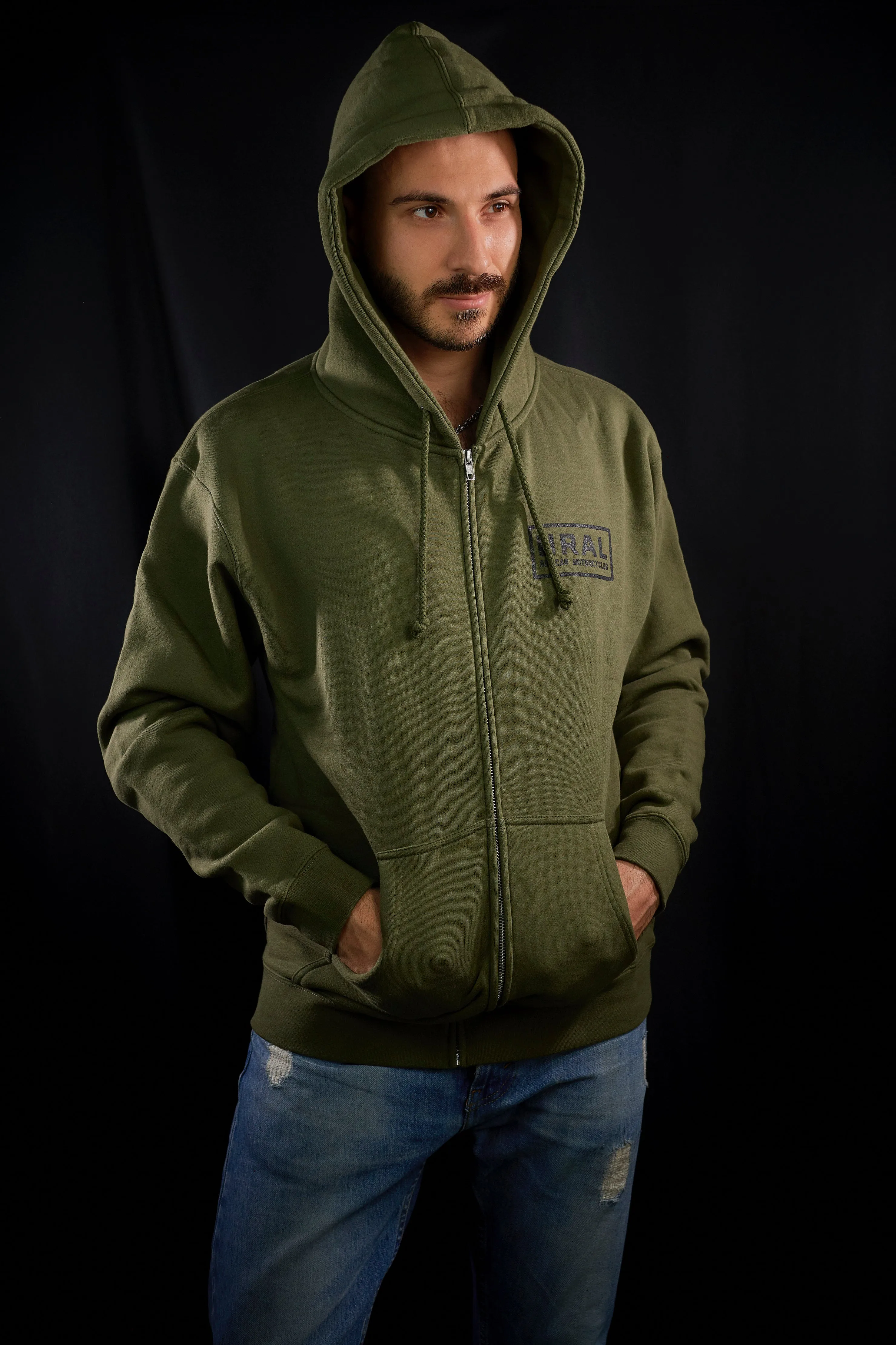 Ural Text Badge Hoodie - Army Green