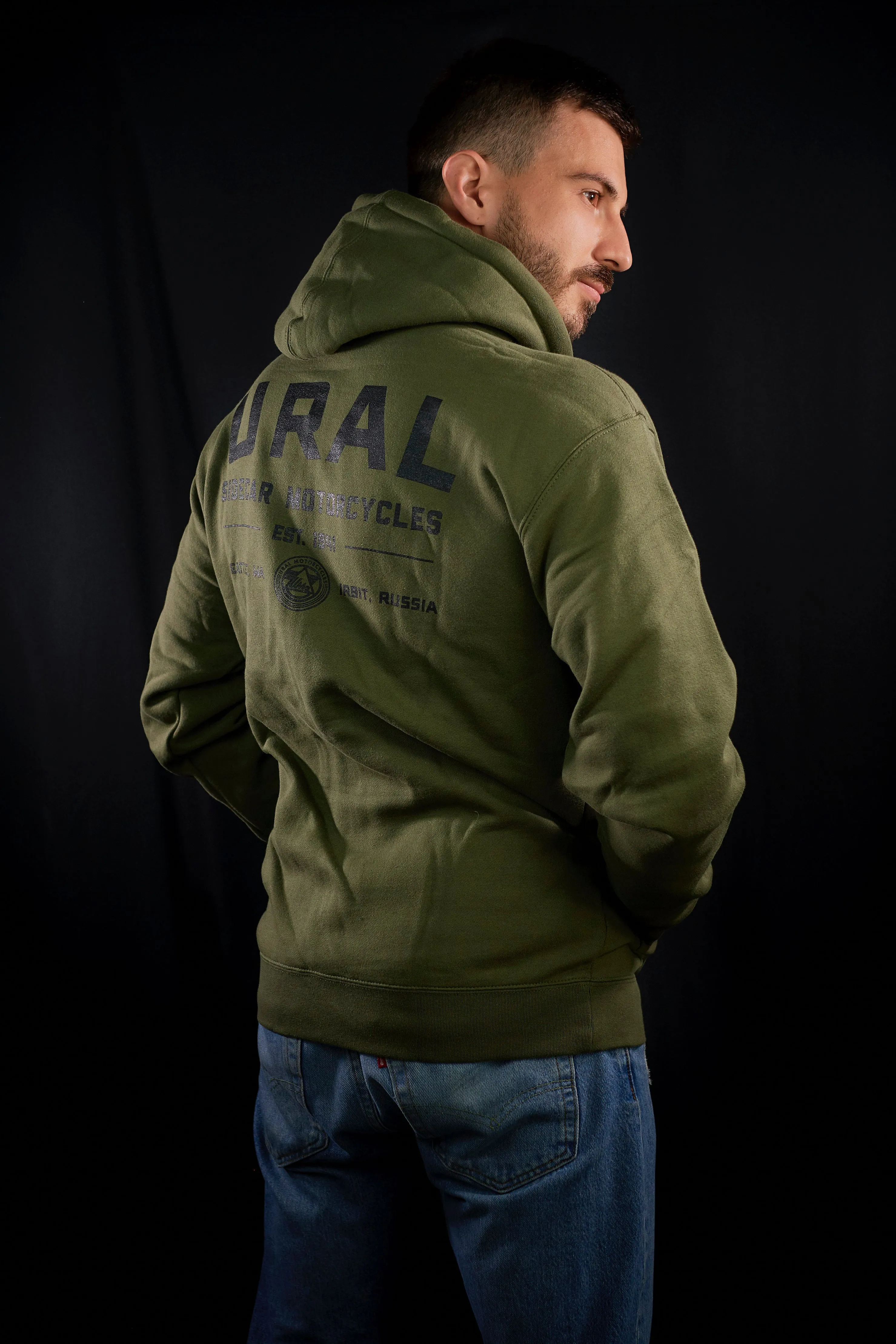 Ural Text Badge Hoodie - Army Green