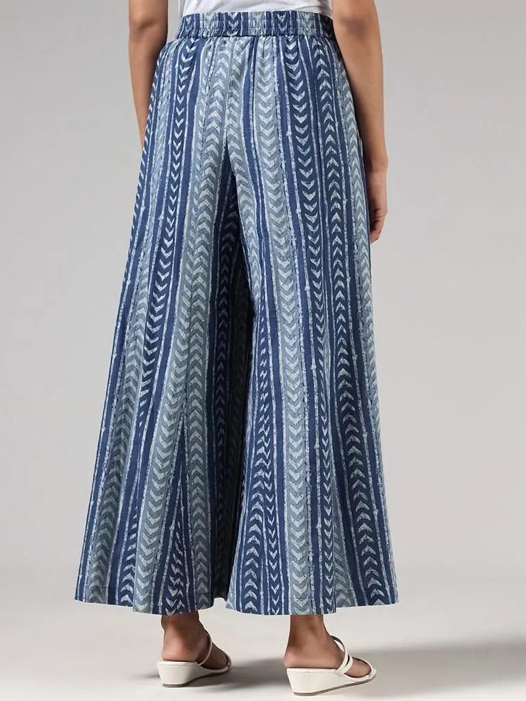 Utsa Indigo Arrow Printed Palazzos