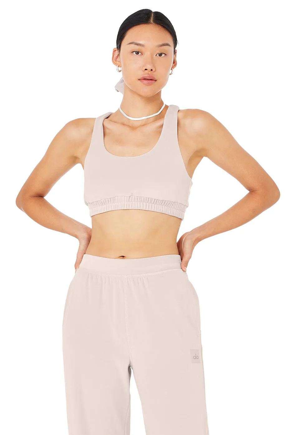 Velour Glimmer Scoop Neck Bra - Dusty Pink