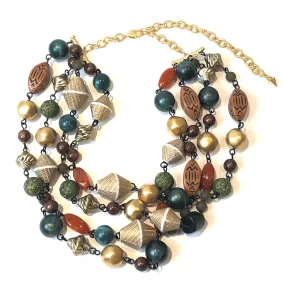 Washed Gold & Jungle Green Statement Necklace - 2nd Series Signature