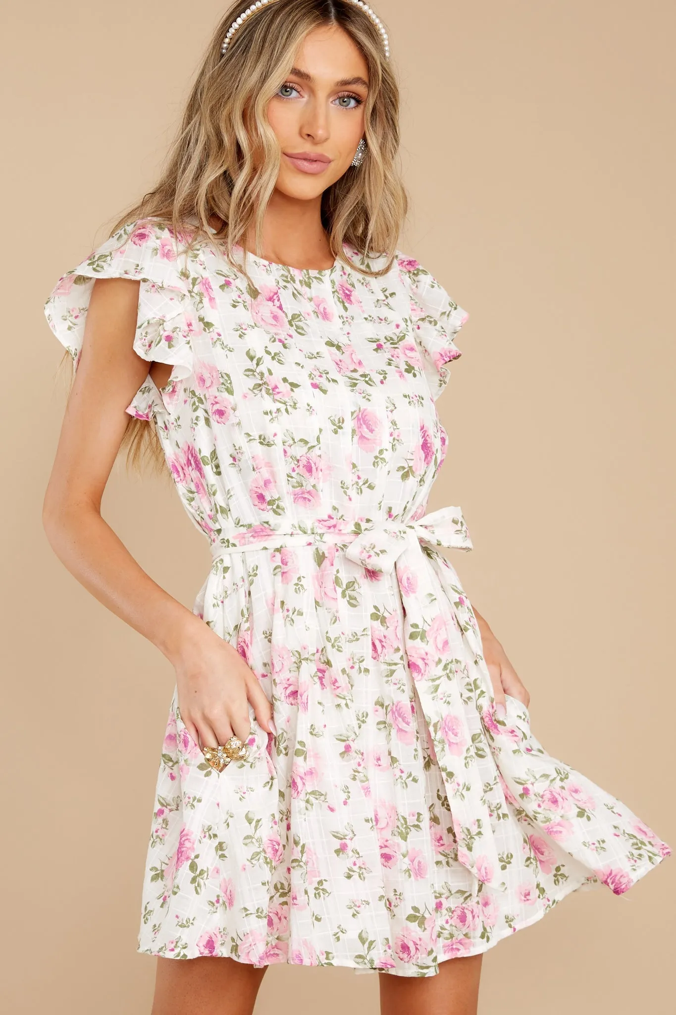 Wearing A Smile White Floral Print Cotton Dress