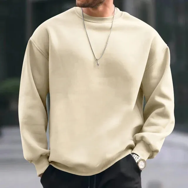 Wiaofellas Hip Hop Sweatshirts Men Oversize Loose Solid Color Long Sleeve Hoodie Mens Autumn Winter Casual O Neck Pullover Tops Streetwear