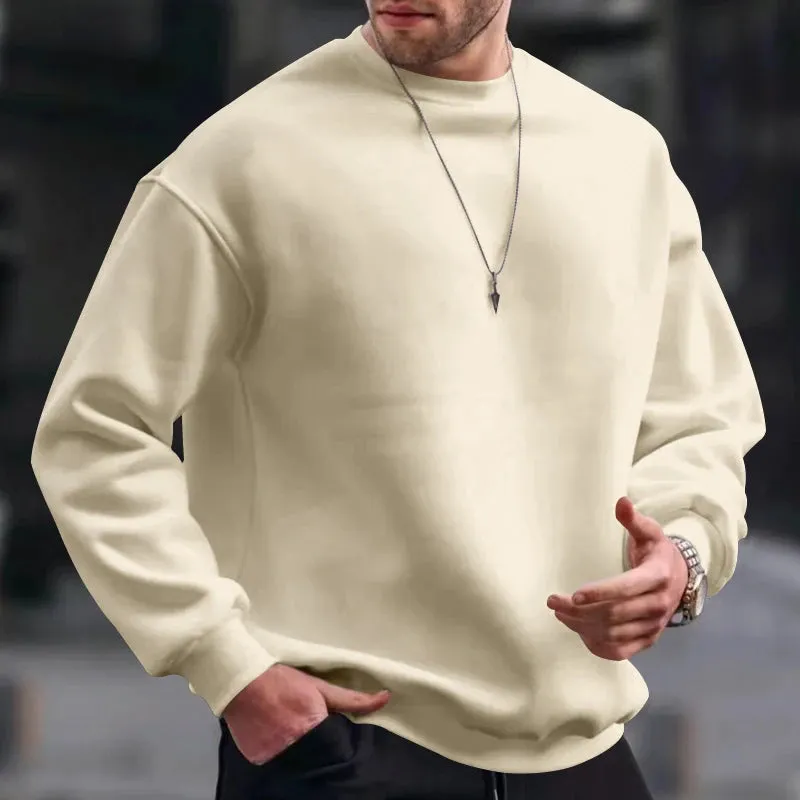 Wiaofellas Hip Hop Sweatshirts Men Oversize Loose Solid Color Long Sleeve Hoodie Mens Autumn Winter Casual O Neck Pullover Tops Streetwear