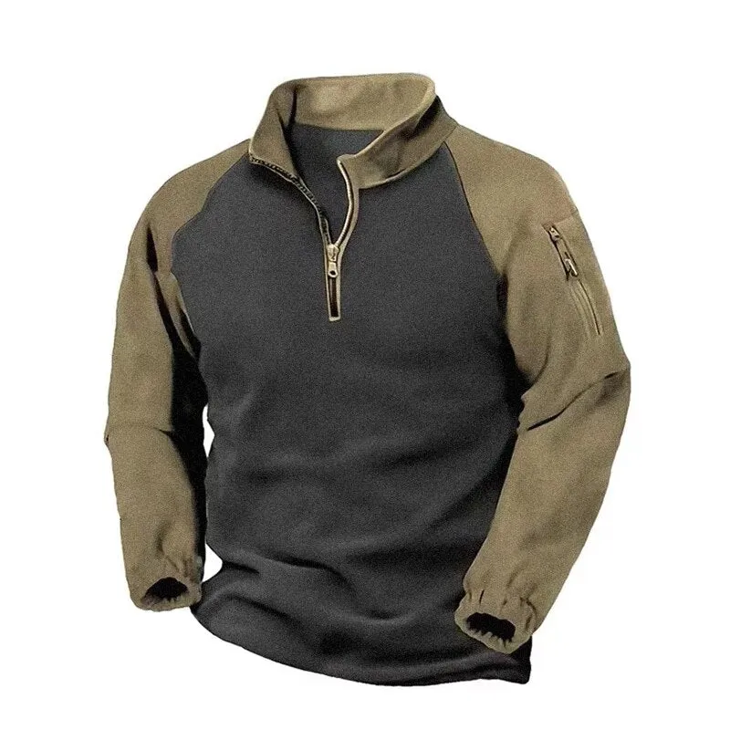 Wiaofellas Warm Winter Zip Double Fleece Hoodie Pullovers Casual Fall Long Sleeve Stand Collar Shirts Men Stitch Military Sweatshirts